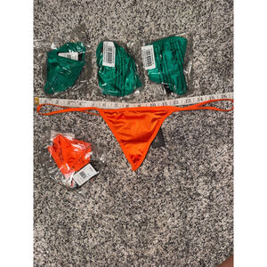 5 NWT Women's Fredricks of Hollywood Thong bundle Size 1X Orange and green​